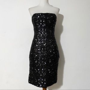 BANANA REPUBLIC Black Sequin Strapless Dress